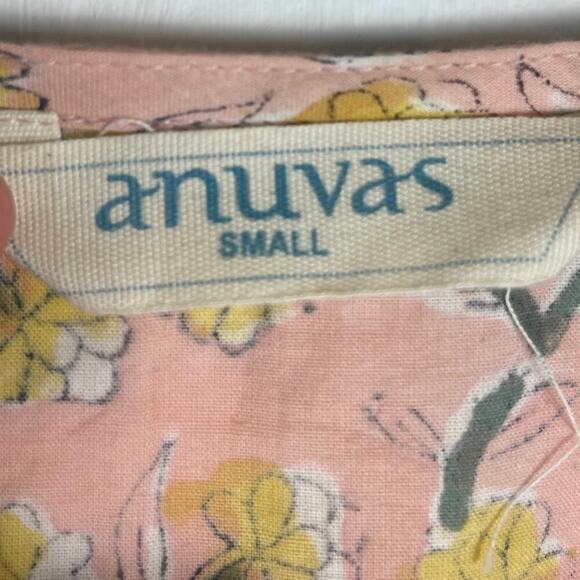 Anuvas India Light Pink Floral Block Print Cotton Sleeveless Top Women's Small - Picture 5 of 12